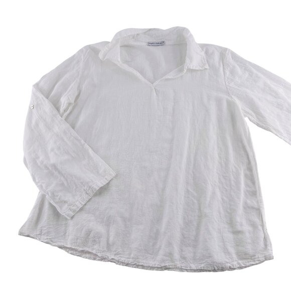 Tempo Paris Womens White Button-Down & Pullover Blouse size Small Boho - Picture 1 of 5